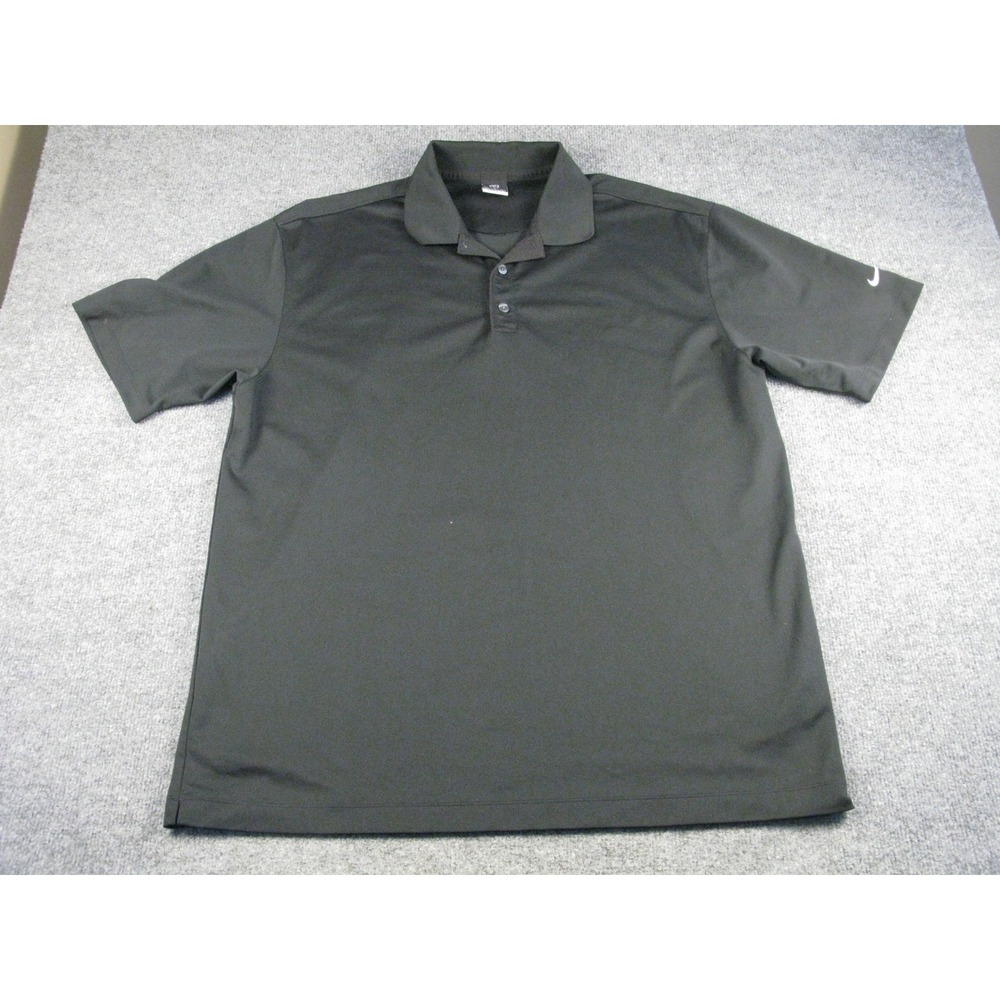 Nike Men's Black Dri-FIT Golf Polo Shirt Short Sleeve Logo Size XL #1958